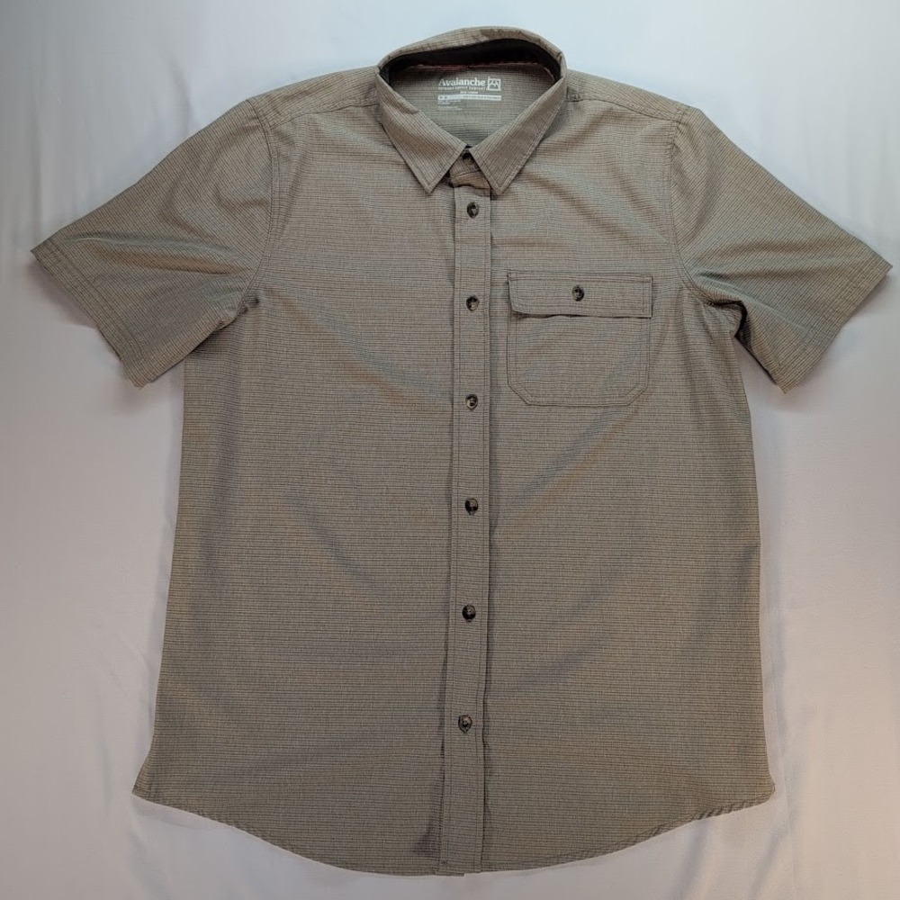 Avalanche Mens Medium Tan Stretch Short Sleeve Outdoor Button Shirt
